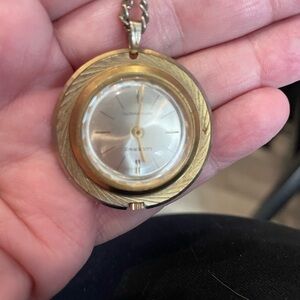 Vintage Lucerne Gold-Tone Round Pendant Watch Necklace - Women's Necklace